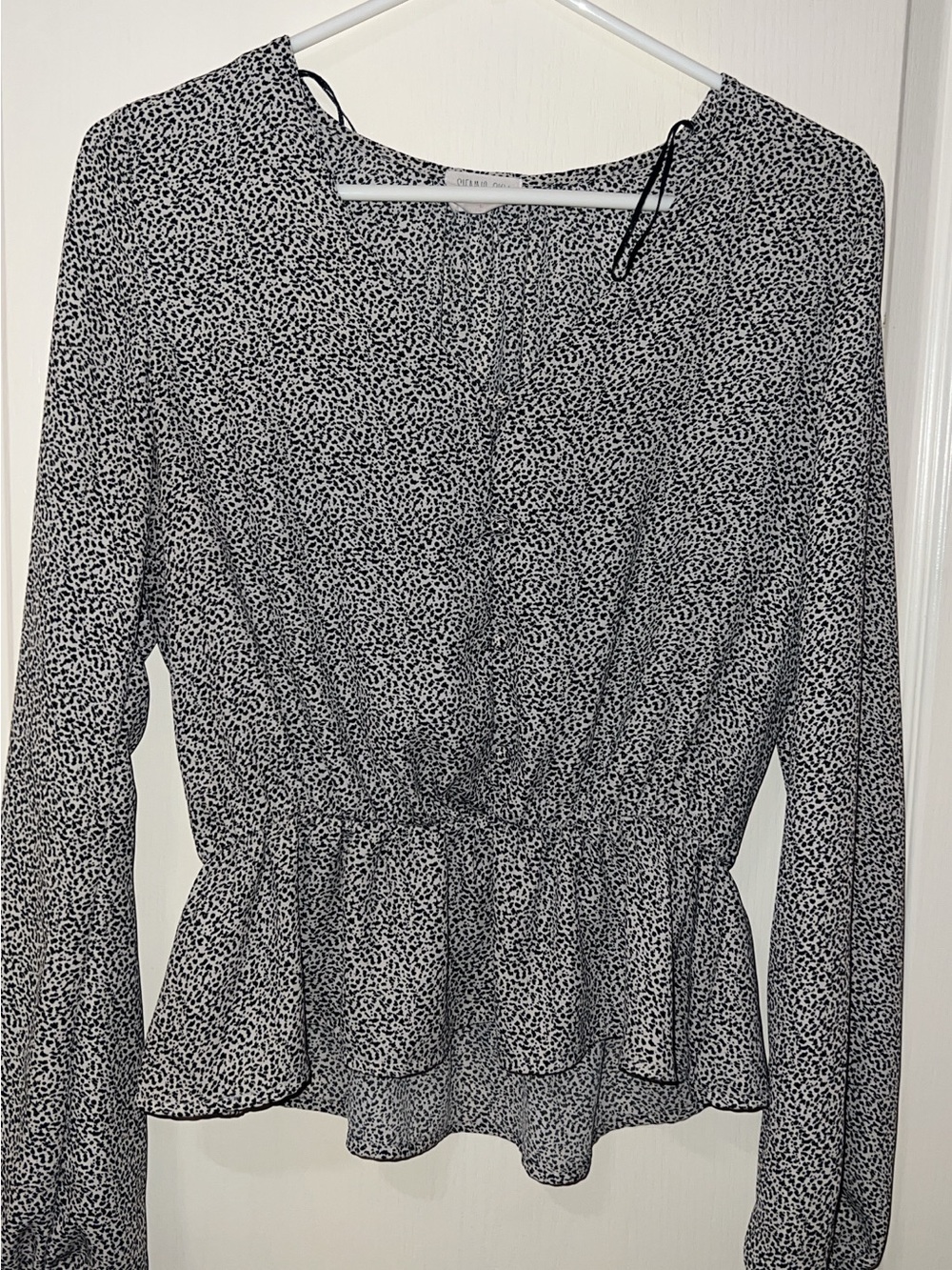 Sienna Sky Black & White Printed Peplum Blouse